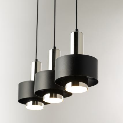 Candeeiro suspenso RIF LUX 3xGX53/12W/230V preto/cromado brilhante