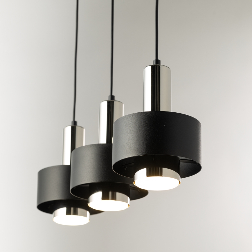 Candeeiro suspenso RIF LUX 3xGX53/12W/230V preto/cromado brilhante