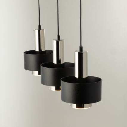 Candeeiro suspenso RIF LUX 3xGX53/12W/230V preto/cromado brilhante