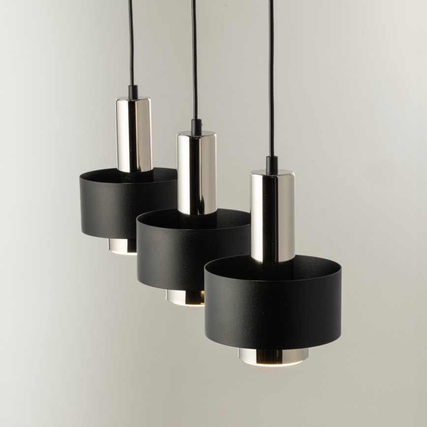 Candeeiro suspenso RIF LUX 3xGX53/12W/230V preto/cromado brilhante