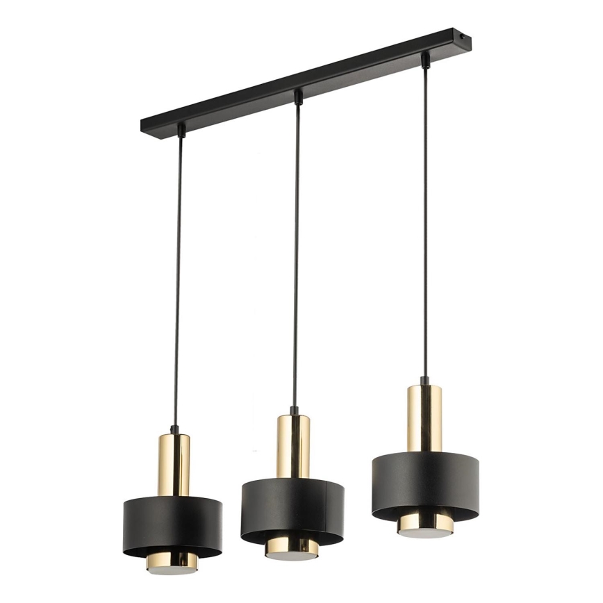 Candeeiro suspenso RIF LUX 3xGX53/12W/230V preto/dourado