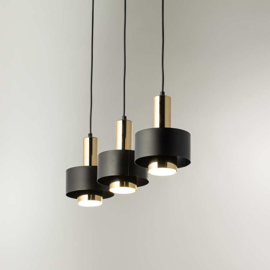 Candeeiro suspenso RIF LUX 3xGX53/12W/230V preto/dourado