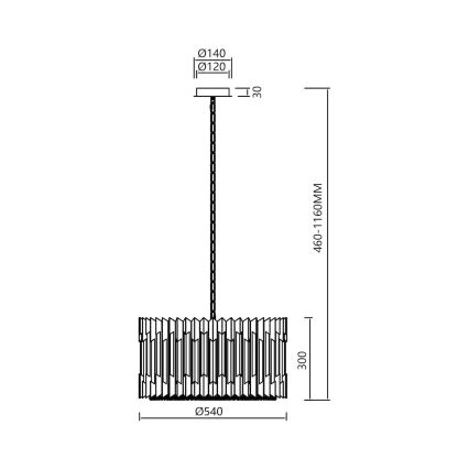 Candeeiro suspenso RITZ 12xE14/40W/230V diâmetro 54 cm dourado