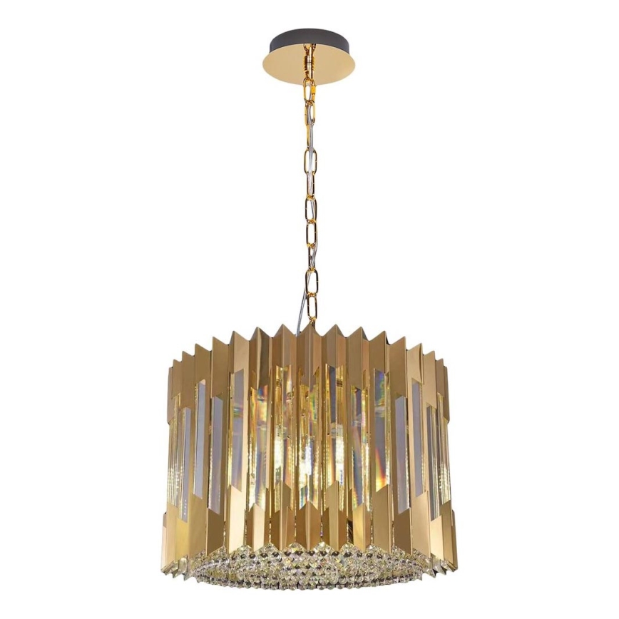 Candeeiro suspenso RITZ 7xE14/40W/230V diâmetro 42 cm dourado