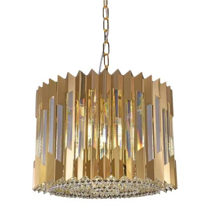 Candeeiro suspenso RITZ 7xE14/40W/230V diâmetro 42 cm dourado