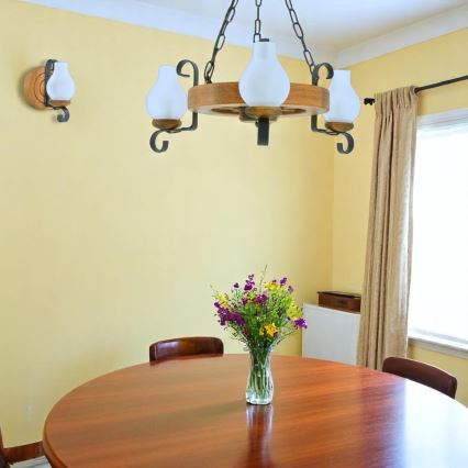 Candeeiro suspenso ROATA 3xE14/40W/230V faia