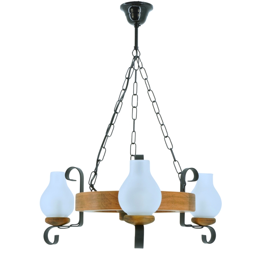 Candeeiro suspenso ROATA 3xE14/40W/230V faia
