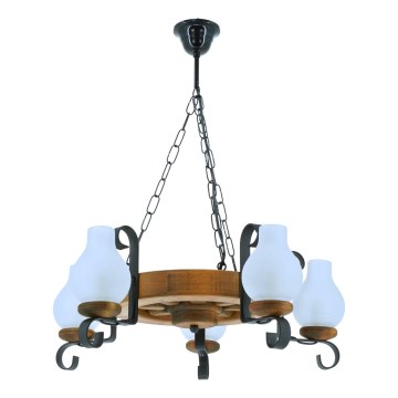 Candeeiro suspenso ROATA 5xE14/40W/230V diâmetro 30 cm faia - FSC certificado