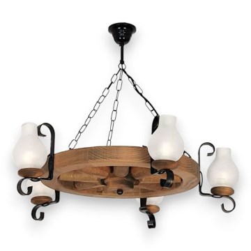 Candeeiro suspenso ROATA 5xE14/40W/230V diâmetro 70 cm faia - FSC certificado