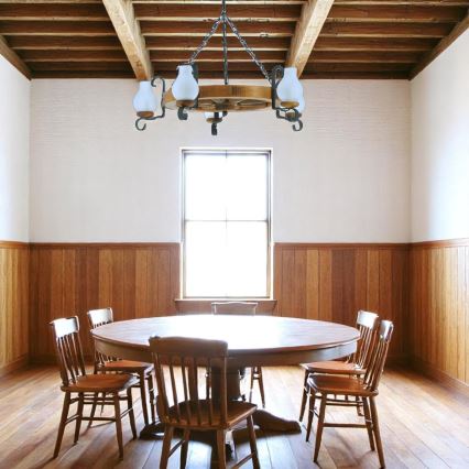 Candeeiro suspenso ROATA 5xE14/40W/230V diâmetro 70 cm faia - FSC certificado