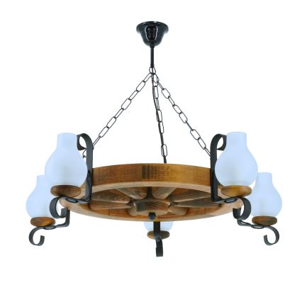 Candeeiro suspenso ROATA 5xE14/40W/230V diâmetro 70 cm faia - FSC certificado