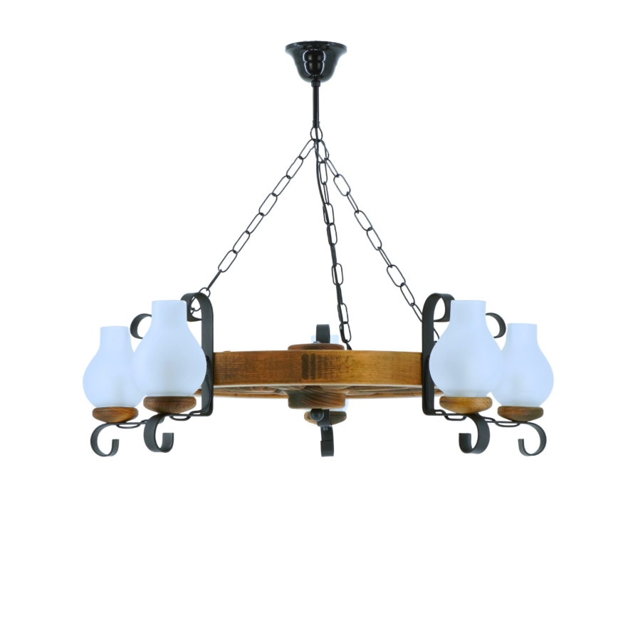 Candeeiro suspenso ROATA 5xE14/40W/230V diâmetro 70 cm faia - FSC certificado