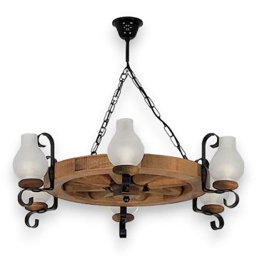 Candeeiro suspenso ROATA 6xE14/40W/230V diâmetro 70 cm faia - FSC certificado