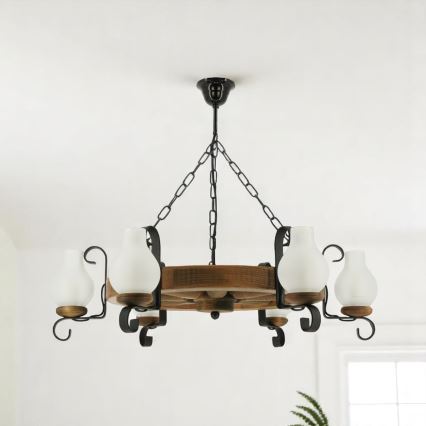 Candeeiro suspenso ROATA 6xE14/40W/230V diâmetro 70 cm faia - FSC certificado