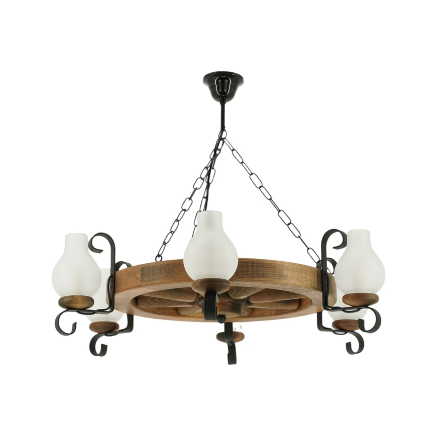 Candeeiro suspenso ROATA 6xE14/40W/230V diâmetro 70 cm faia - FSC certificado
