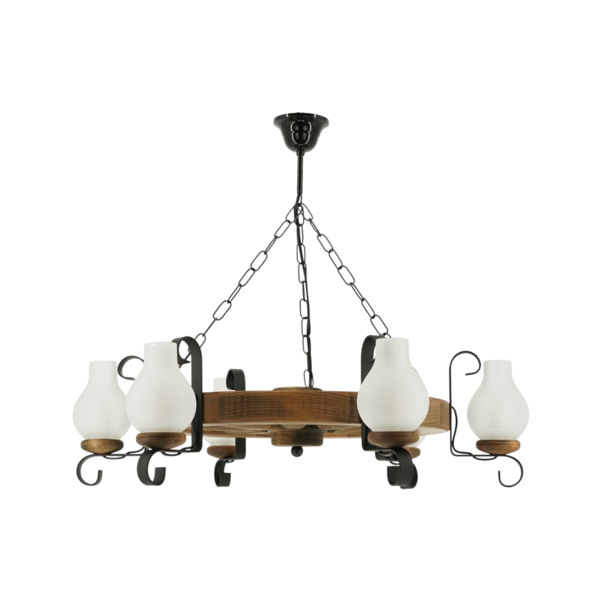 Candeeiro suspenso ROATA 6xE14/40W/230V diâmetro 70 cm faia - FSC certificado