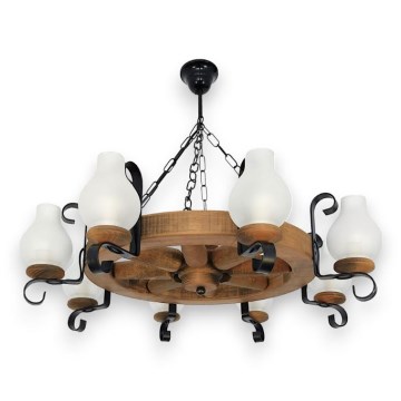 Candeeiro suspenso ROATA 8xE14/40W/230V diâmetro 70 cm faia - FSC certificado