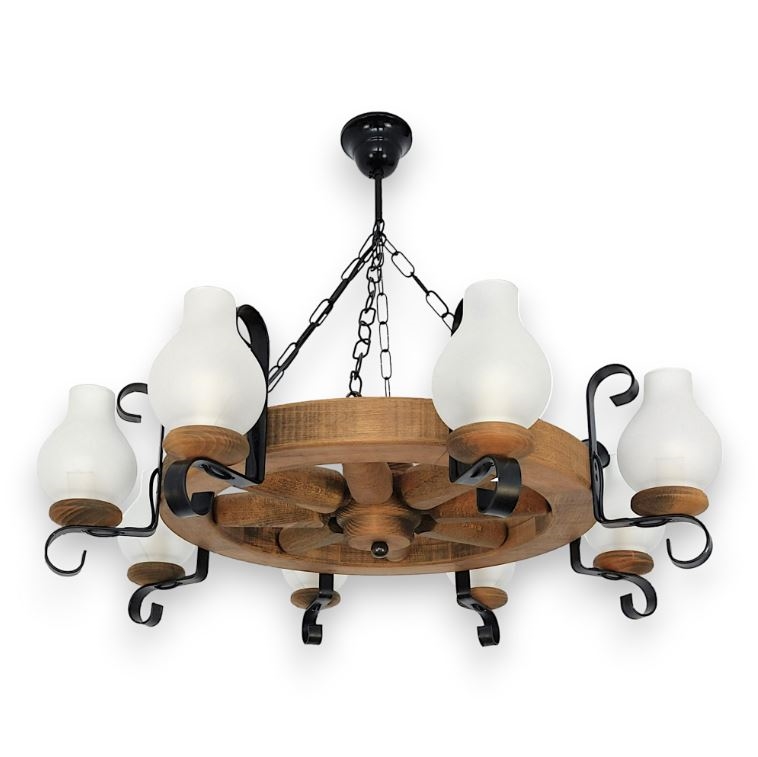 Candeeiro suspenso ROATA 8xE14/40W/230V diâmetro 70 cm faia - FSC certificado