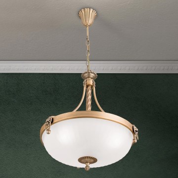 Candeeiro suspenso ROCCA 3xE27/60W/230V diâmetro 42 cm bronze/branco