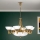 Candeeiro suspenso ROCCA 9xE27/60W/230V diâmetro 75 cm bronze/branco
