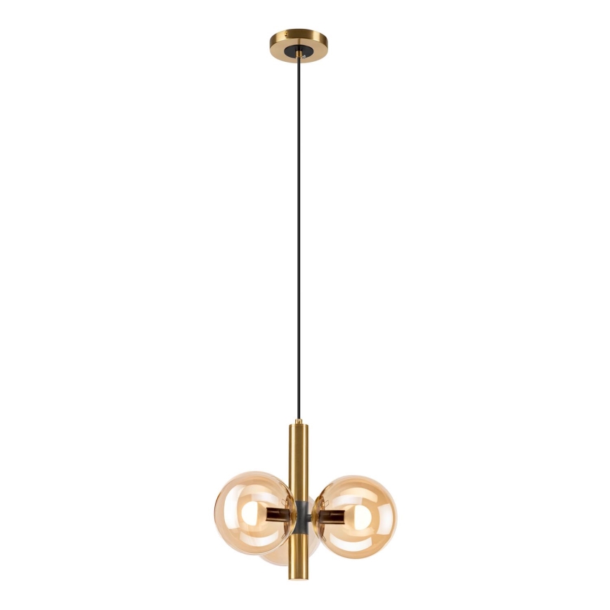 Candeeiro suspenso ROLLO 3xE14/5W/230V dourado/fumado bege