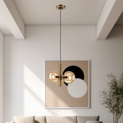 Candeeiro suspenso ROLLO 3xE14/5W/230V dourado/fumado bege