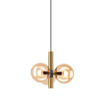 Candeeiro suspenso ROLLO 3xE14/5W/230V dourado/fumado bege