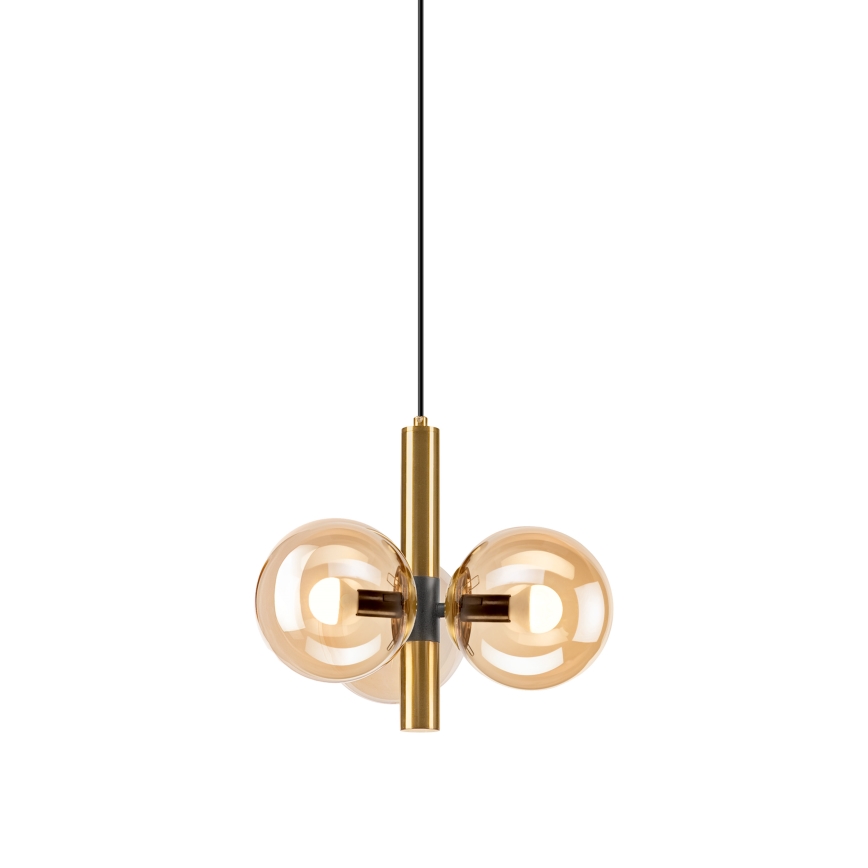 Candeeiro suspenso ROLLO 3xE14/5W/230V dourado/fumado bege