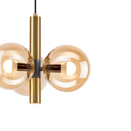Candeeiro suspenso ROLLO 3xE14/5W/230V dourado/fumado bege
