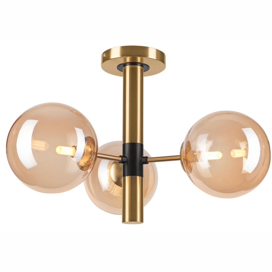 Candeeiro suspenso ROLLO 3xG9/5W/230V dourado/fumado bege