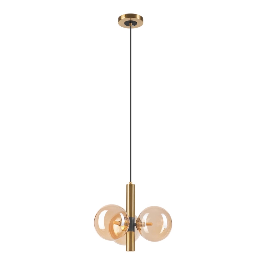 Candeeiro suspenso ROLLO 3xG9/5W/230V dourado/fumado bege
