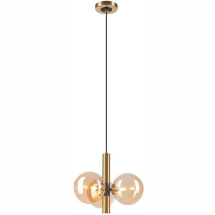 Candeeiro suspenso ROLLO 3xG9/5W/230V dourado/fumado bege