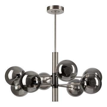 Candeeiro suspenso ROLLO 8xE14/5W/230V cromado mate/fumado
