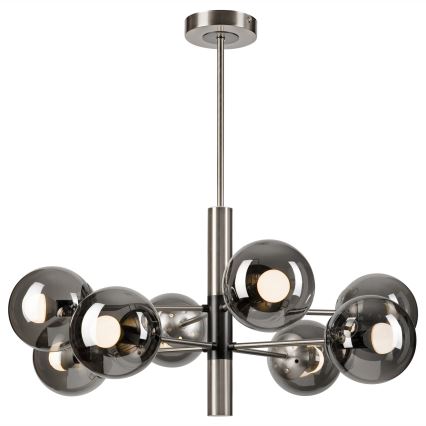 Candeeiro suspenso ROLLO 8xE14/5W/230V cromado mate/fumado