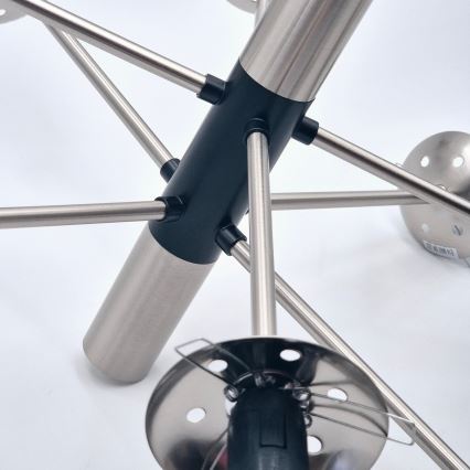 Candeeiro suspenso ROLLO 8xE14/5W/230V cromado mate/fumado