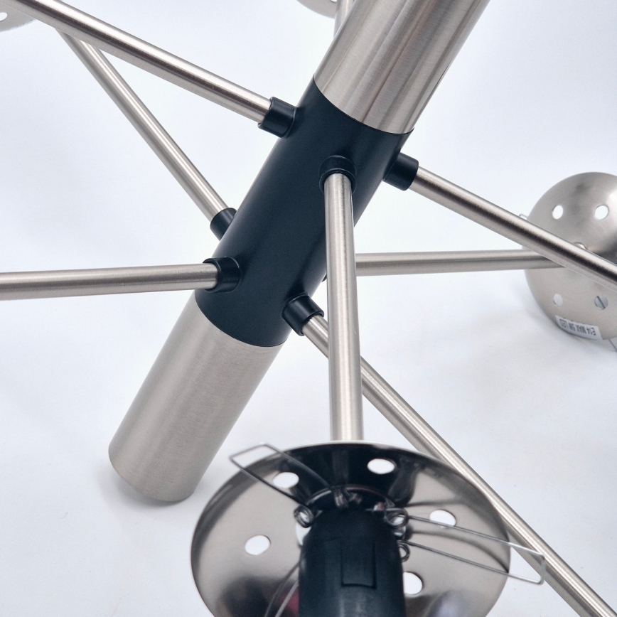 Candeeiro suspenso ROLLO 8xE14/5W/230V cromado mate/fumado