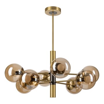 Candeeiro suspenso ROLLO 8xE14/5W/230V dourado/fumado bege
