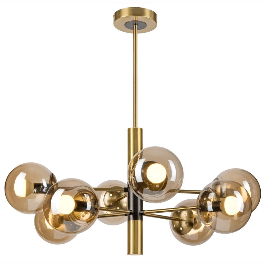 Candeeiro suspenso ROLLO 8xE14/5W/230V dourado/fumado bege