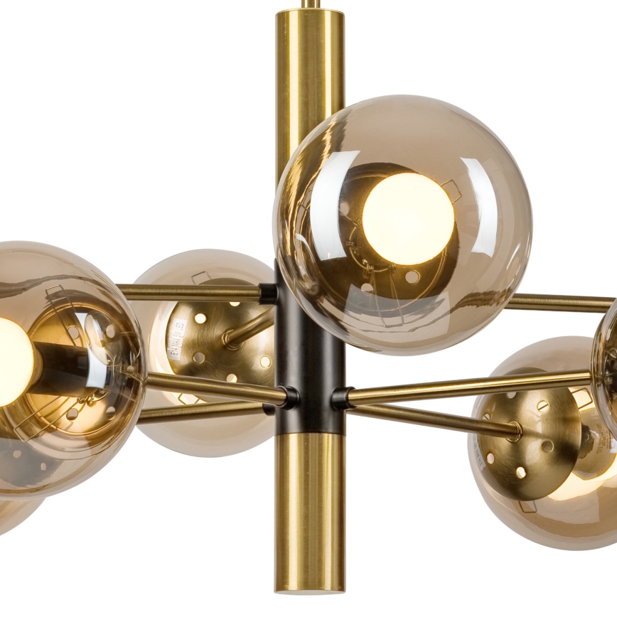 Candeeiro suspenso ROLLO 8xE14/5W/230V dourado/fumado bege