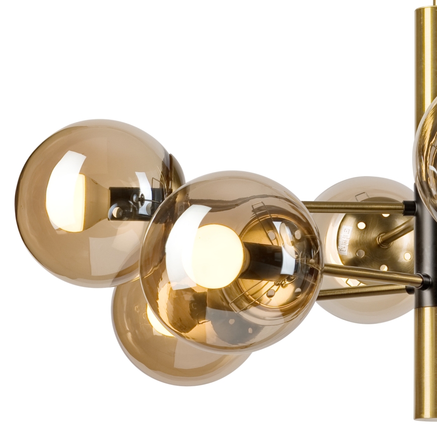 Candeeiro suspenso ROLLO 8xE14/5W/230V dourado/fumado bege