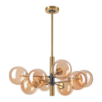 Candeeiro suspenso ROLLO 8xG9/5W/230V dourado/fumado bege