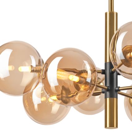 Candeeiro suspenso ROLLO 8xG9/5W/230V dourado/fumado bege