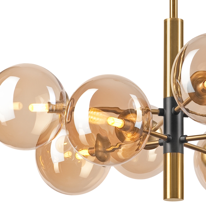 Candeeiro suspenso ROLLO 8xG9/5W/230V dourado/fumado bege