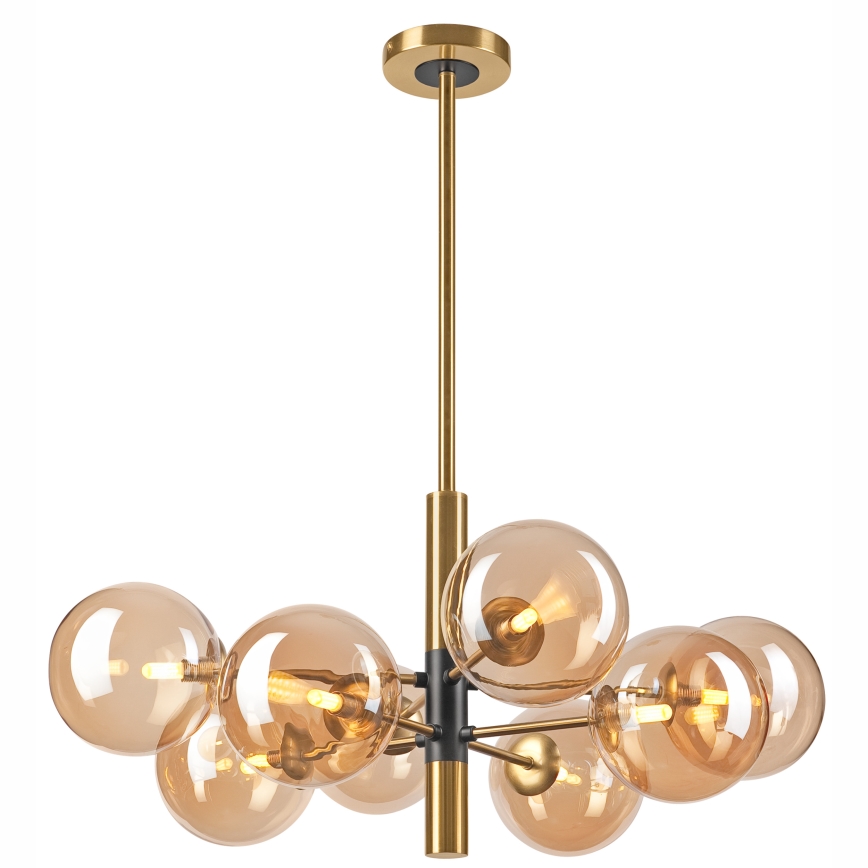 Candeeiro suspenso ROLLO 8xG9/5W/230V dourado/fumado bege
