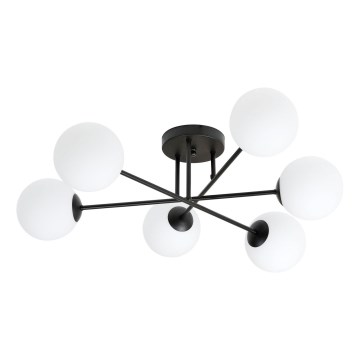 Candeeiro suspenso ROMA 6xE14/10W/230V preto/branco