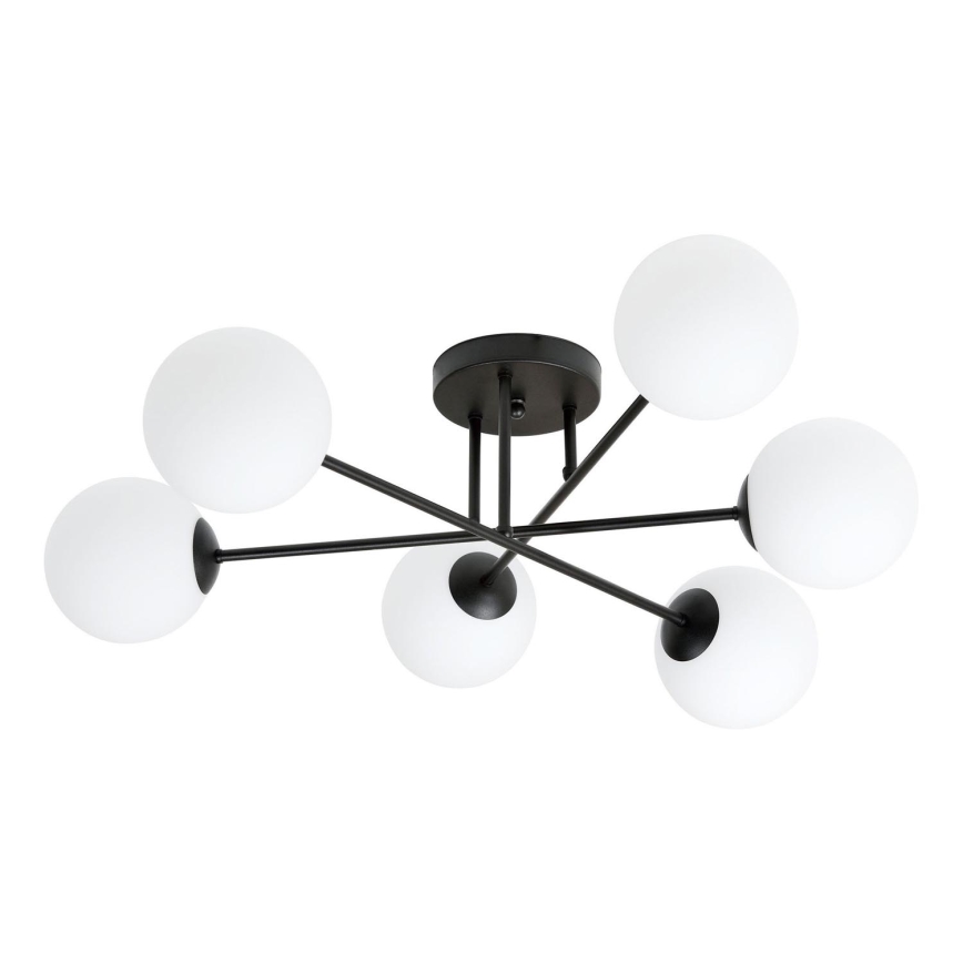 Candeeiro suspenso ROMA 6xE14/10W/230V preto/branco