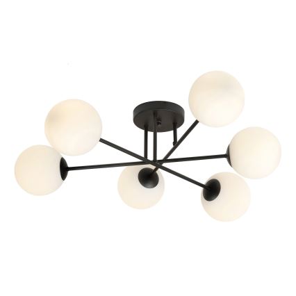 Candeeiro suspenso ROMA 6xE14/10W/230V preto/branco