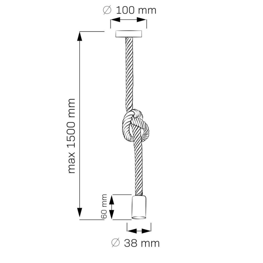 Candeeiro suspenso ROPE 1xE27/12W/230V