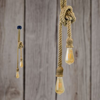 Candeeiro suspenso ROPE 2xE27/12W/230V