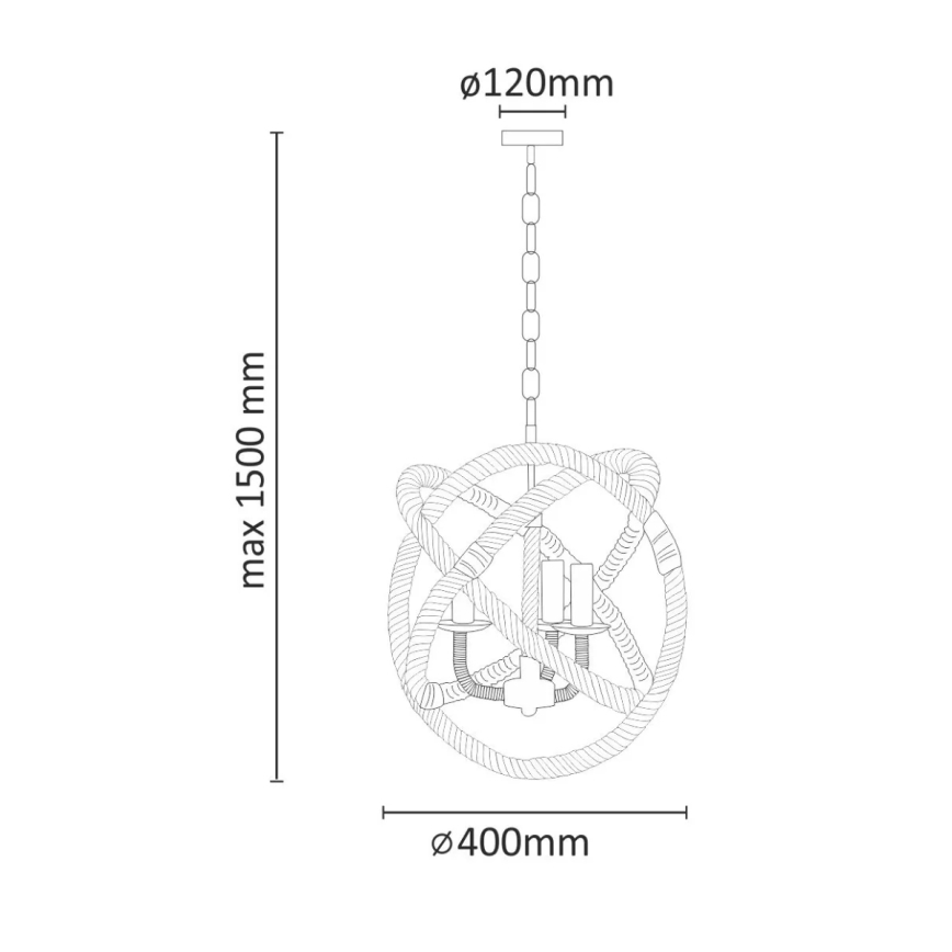Candeeiro suspenso ROPE GLOBO 3xE14/10W/230V